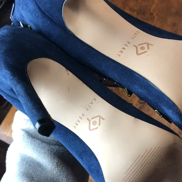 Katy Perry Collections Navy Blue Suede Star-Strap High Heel Sandals - Picture 14 of 16